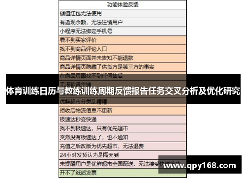 体育训练日历与教练训练周期反馈报告任务交叉分析及优化研究